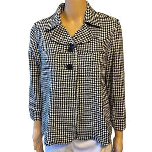 Charter Club Classy Houndstooth Jacket Blazer Black White Check Lady Sz S Career